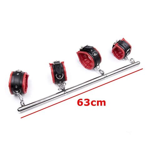 Stainless Steel Adjustable Spreader Bar Bondage Set Unisex Sex Slave Handcuffs Ankle Cuffs