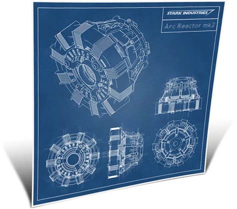 021 Blueprint Iron Man Arc Reactor MK2 24 X 24 Poster Poster Paint