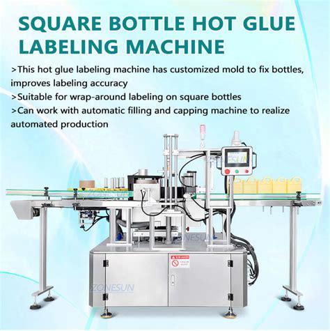 Square Flat Bottle Hot Melt Glue Labeling Machine Zonesun Technology Limited