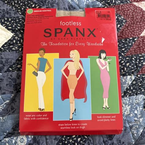 SPANX FOOTLESS BODY Shaping Pantyhose Super Tummy Control Nude Plus Sz E New PicClick UK