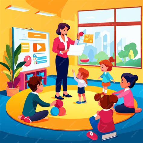O Que O Professor Faz - O professor faz uma atividade na sala de aula de educação pré-escolar ...