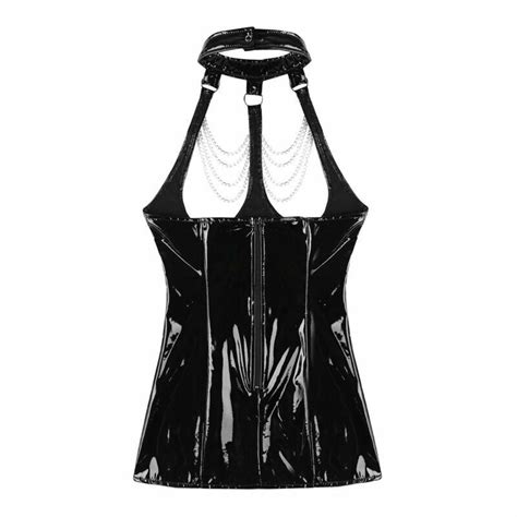 Sexy Women Lady Latex Wet Look Bodycon Mini Dress Leather Night Party Clubwear Ebay