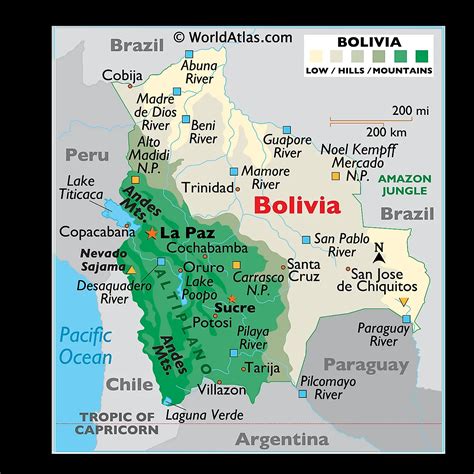 Large Detailed Physical Map Of Bolivia Bolivia Large Detailed Physical