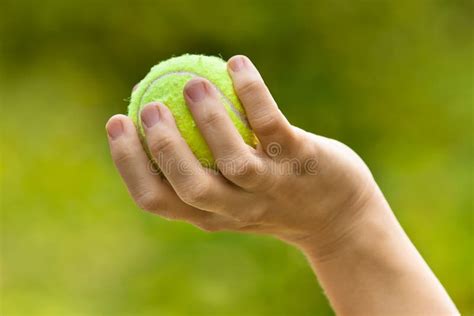 Hand With Tennis Ball Stock Image Image Of Athlete Closeup