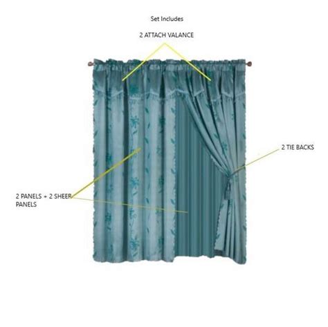 Complete Luxury Set 8 Piece Window Curtain Panels Nada Teal 120 Inches Wide X 84 Inches Length