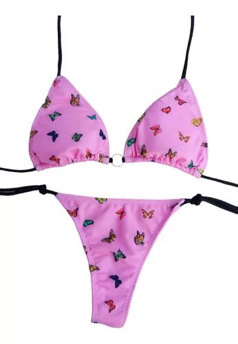 Bikini Triangulo Con Aro En Medio Con Les En V O Para Atar