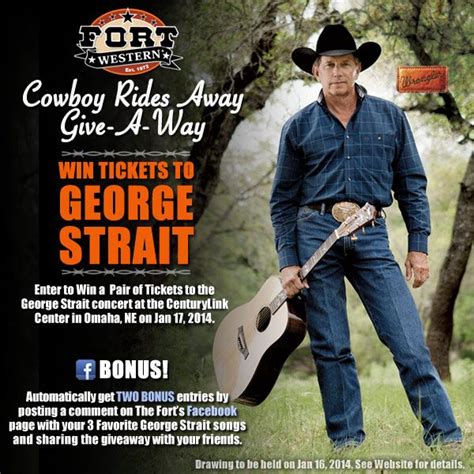 Win Tickets to See George Strait! Enter the "Cowboy Rides Away Give-A-Way" to win a pair of ...