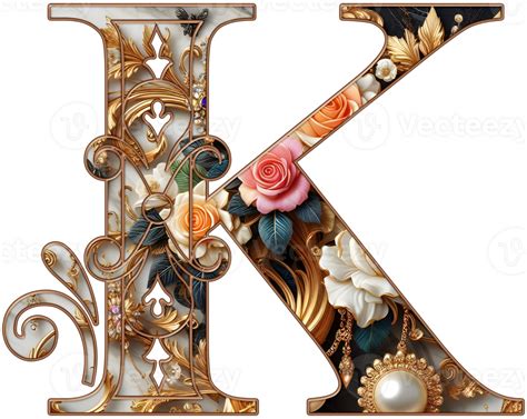 Gold Floral Alphabet Png