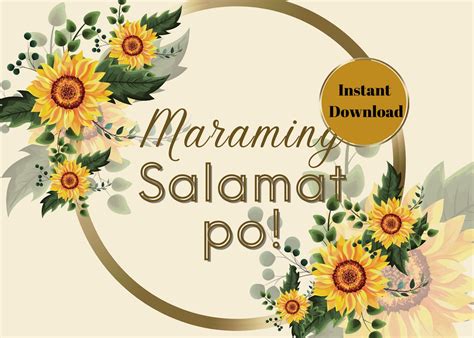 Maraming Salamat Po Instant Download Clip Art Thank You Card Pilipino