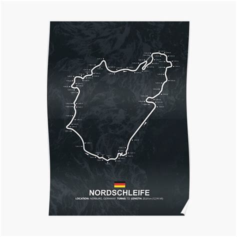 Nordschleife Racetrack Map Poster For Sale By Mapstars Redbubble