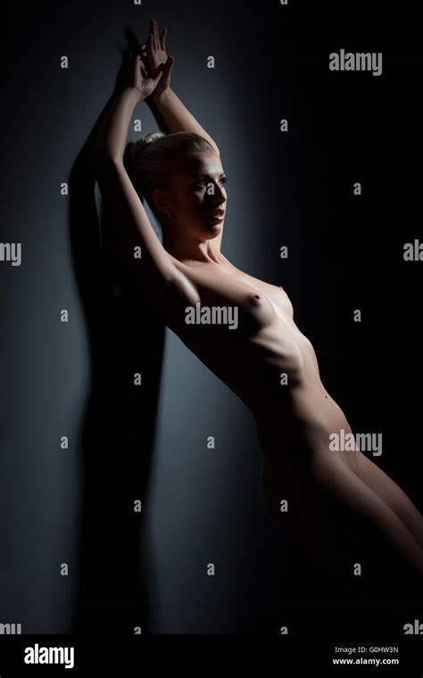 Contours Of Naked Female Body On Dark Background Stock Photo Alamy