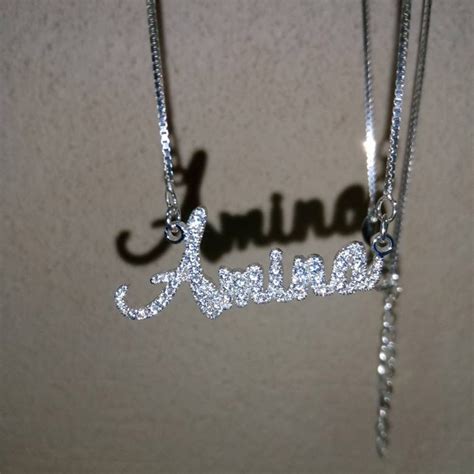 Custom Diamond Name Necklace 925 Sterling Silver Crystal Nameplate