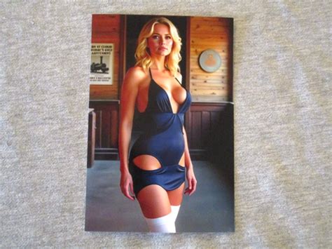 BEAUTIFUL BLONDE COUGAR MODEL POSING IN REVEALING BLUE LINGERIE CLEAVAGE PHOTO EBay