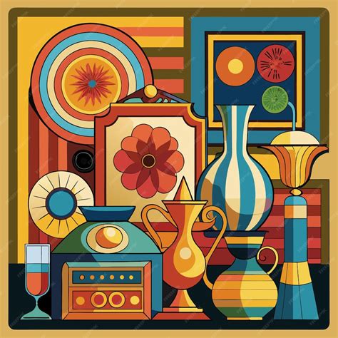 Retro 1970s Antique Objects Illustration Premium Ai Generated Vector