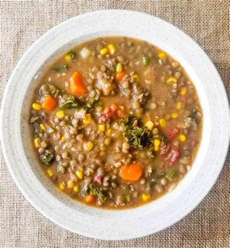 Simple Lentil Veggie Soup With Bacon Cakes To Kale