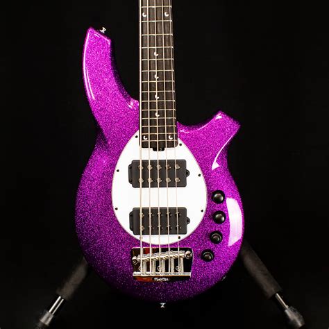 Ernie Ball Music Man Bongo 5 Hh 5 String Bass Fuchsia Sparkle Reverb