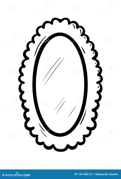 Handdrawn Mirror Doodle Icon Hand Drawn Black Sketch Sign Cartoon