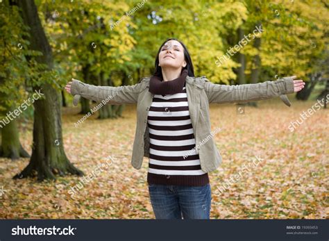 Attractive Brunette Woman Relaxing Park Stock Photo 19393453 Shutterstock