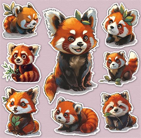 red panda stickers set  stickers vinyl stickers laptop stickers