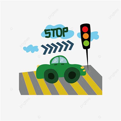 Red Traffic Light Vector Design Images, Cartoon Traffic Light Car ...