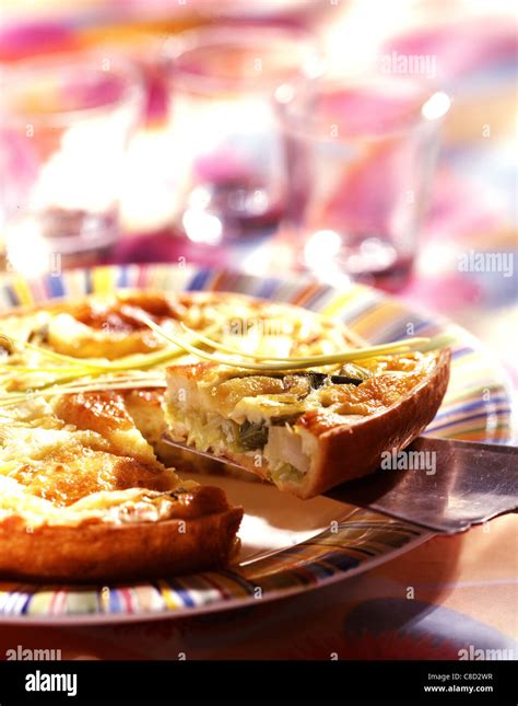 Leek And Goats Cheese Quiche Stock Photo Alamy
