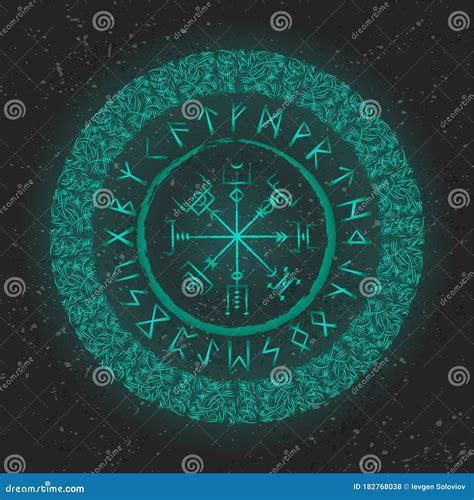 Green Runic Magic Symbols Wallpaper Vector Illustration | CartoonDealer ...