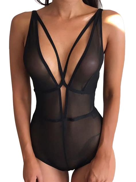 Body Transparent Noir Avec Sangles De Poitrine Lingerie Sexy Japan Attitude Linnui