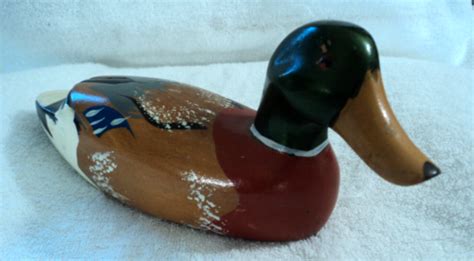 Vintage Carved Wooden Mallard Duck Decoy Hand Painted Coaster Co