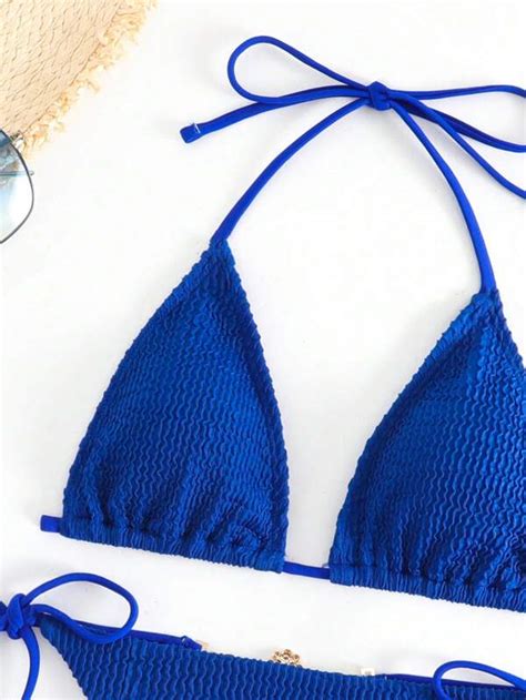 Halter Triangle Tie Side Bikini Swimsuit Shein Usa