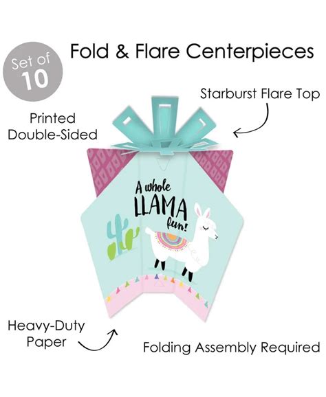 Big Dot Of Happiness Whole Llama Fun Table Decor Party Fold And Flare