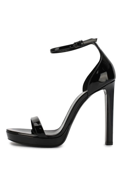 Женские черные кожаные босоножки hall SAINT LAURENT — купить за 59950 ...