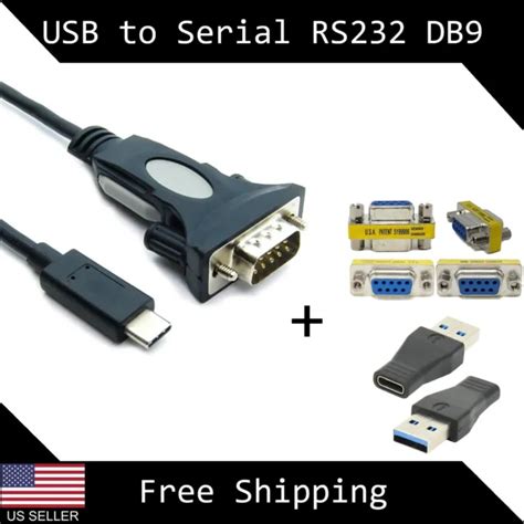 3FT USB 3 0 USB C To RS232 Serial Cable Adapter DB9 Male Female FTDI