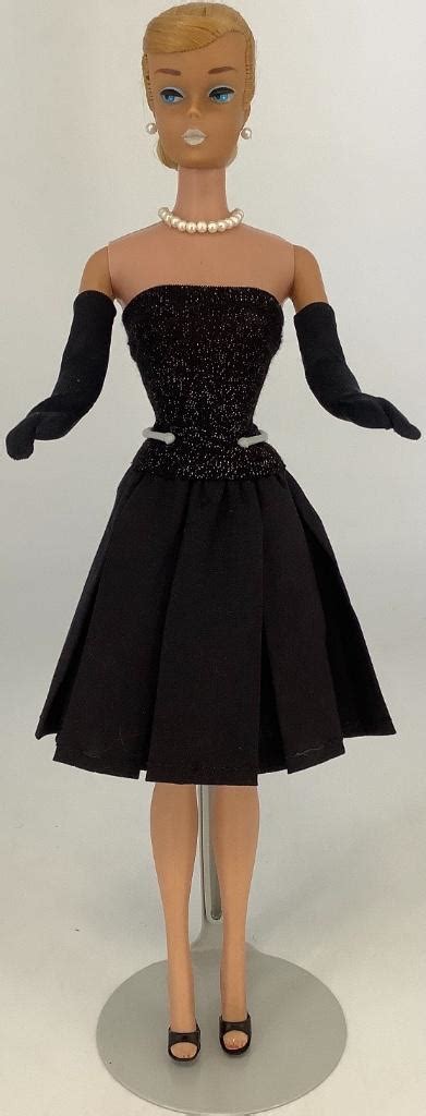 Lot Blonde Barbie Swirl Ponytail Doll Is Dressed In Retro Dress With Mattel Vintage Gloves