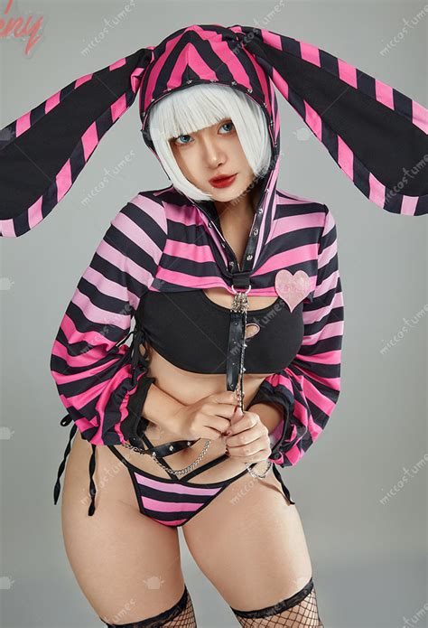 Black Pink Bunny Style Top And Vest Panty Set Kawaii Gothic Sexy Lingerie Set Top Quality