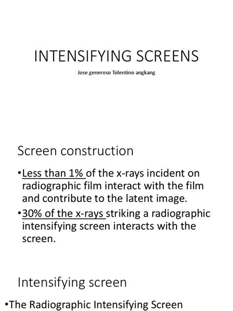 Intensifying Screens Review Radiography X Ray