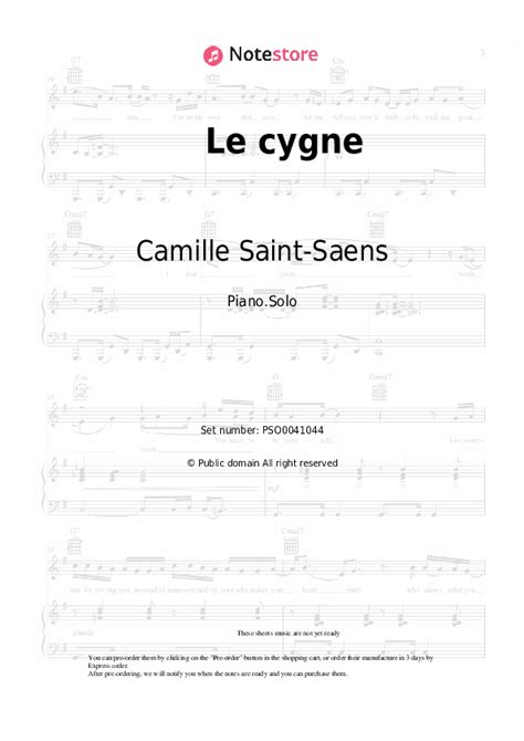 Le Cygne Piano Sheet Music Camille Saint Saens In Note Store