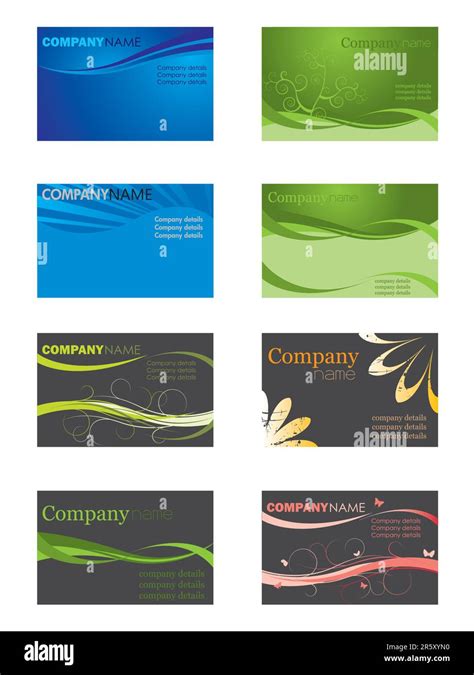 Set Of Eight Business Cards Stock Vector Image And Art Alamy