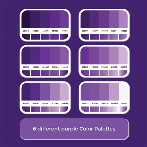 6 Different Purple Color Palettes With Gradient Color 13898567 Vector