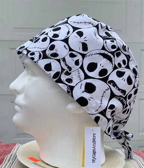 Jack Skellington Surgical Scrub Cap Skull Prints Halloween Etsy