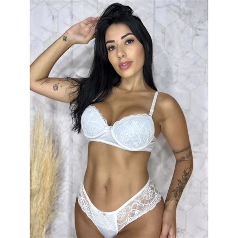 Conjunto Saia Calcinha E Suti Sexy Bojo Linha Noite Conforto Renda Lingerie Fabrica O