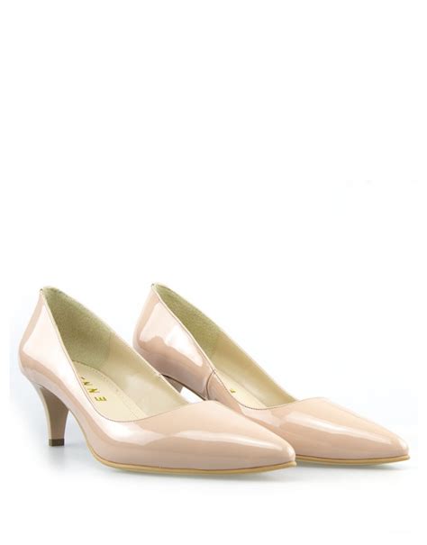 Pantofi Dama Stiletto Lac Nude Cu Toc Mic Cm