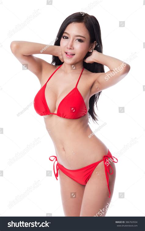 Sexy Asian Girl Wearing Red Bikini Stock Photo Shutterstock