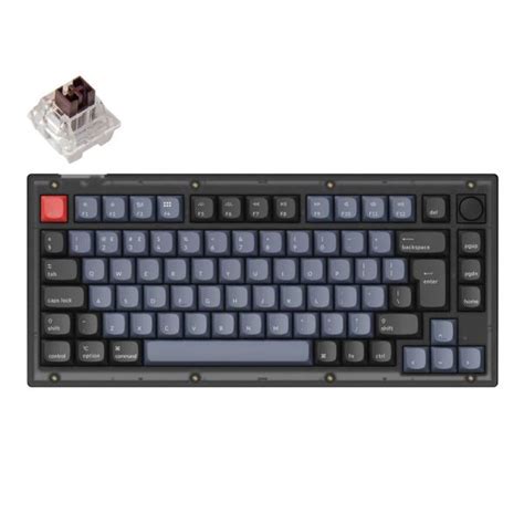 Kifutott Keychron V1 RGB Frosted Black Knob USB Angol Hot Swap K Pro Brown Mechanikus