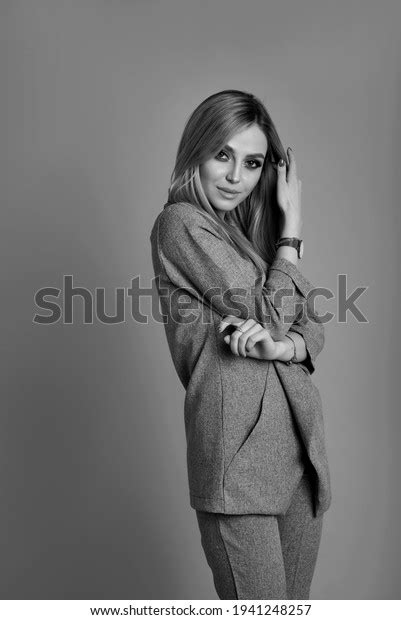 Sexy Blonde Girl Suit Studio Stock Photo 1941248257 Shutterstock