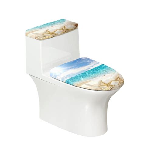 Binienty Toilet Lid Covers For Bathroom Elongated Beach Starfish