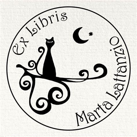 Ex Libris Cat under the Moon Das perfekte Geschenk für Leser DigiStamps