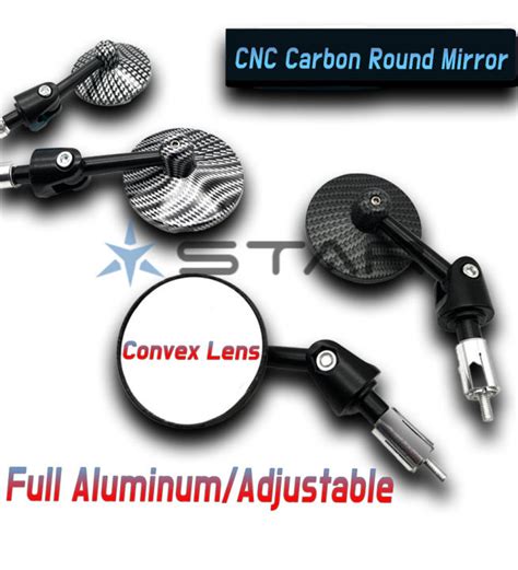 Cod Full Cnc Round Bar End Side Mirror Carbon Design Convex Clean