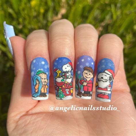 Hand Painted Winter Snoopy Press On Nails Etsy