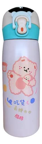 Garrafa Térmica Infantil Termômetro Em Led Canudo Cor Nude