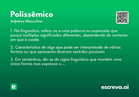 O Que É Polissêmico - Polissêmico - Significado e Sinônimo - escreva.ai
